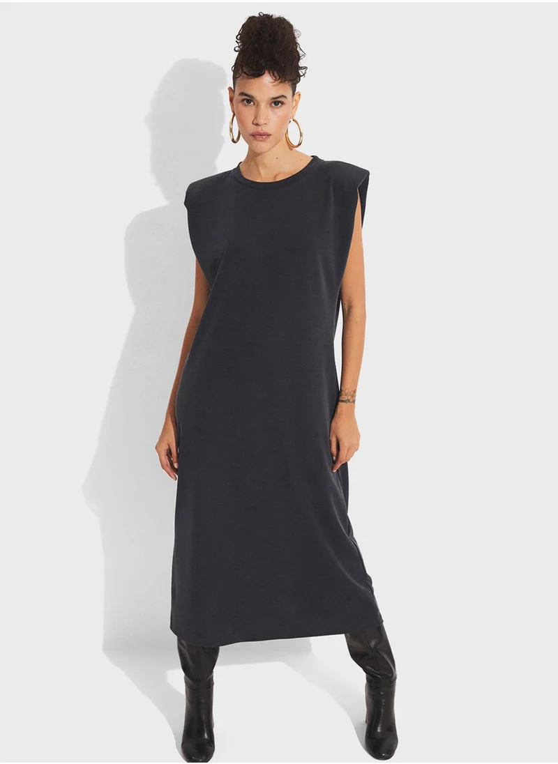 JUNE Crew Neck Draped Dress