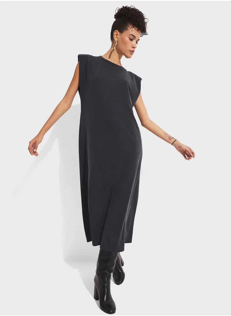 JUNE Crew Neck Draped Dress