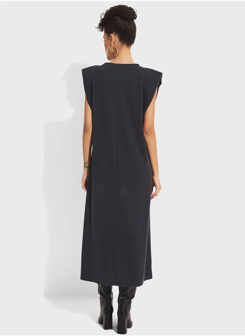 JUNE Crew Neck Draped Dress