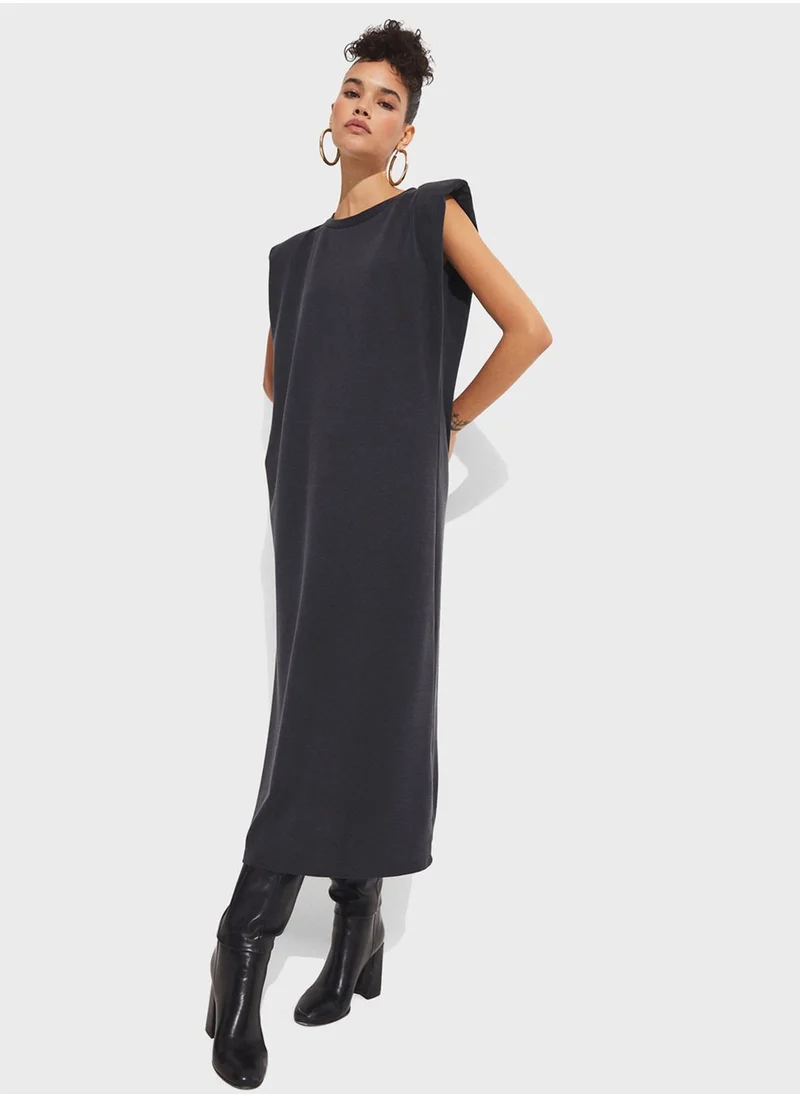 JUNE Crew Neck Draped Dress