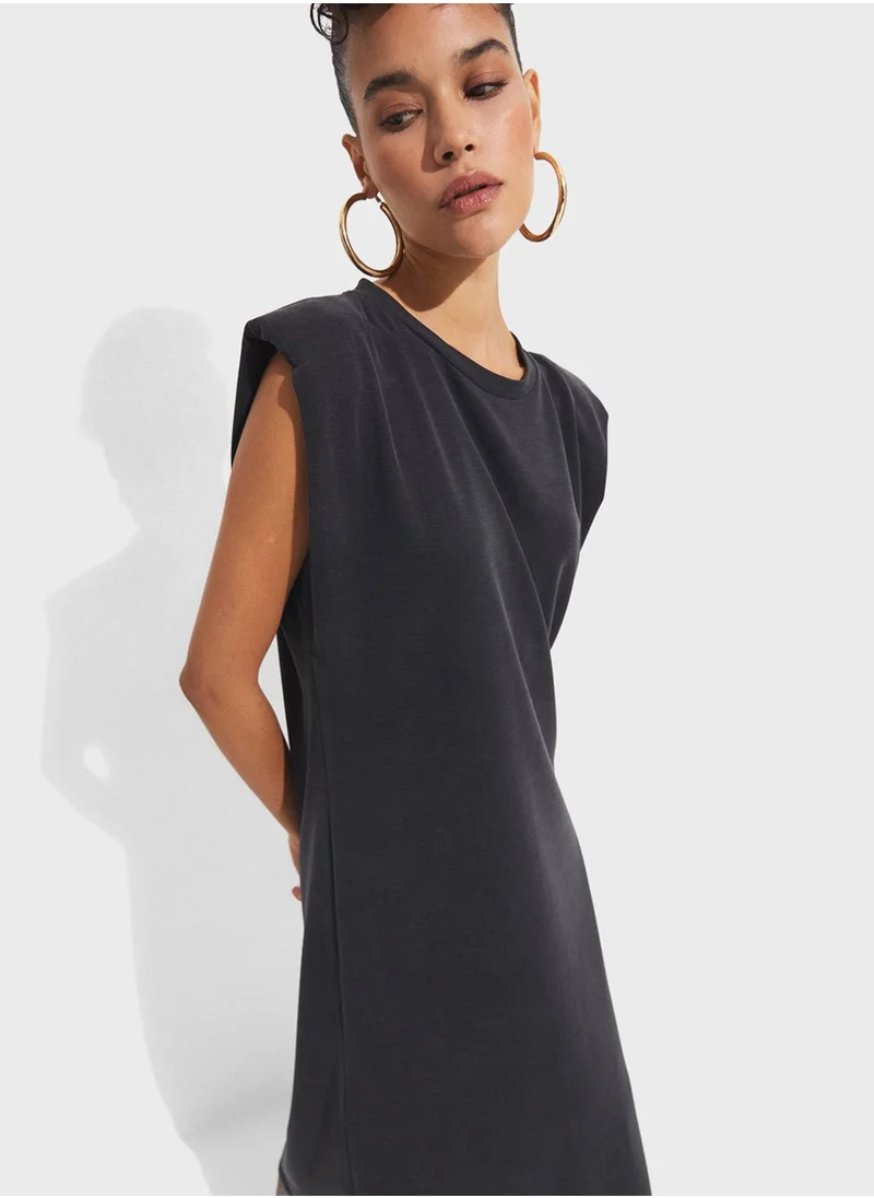 JUNE Crew Neck Draped Dress