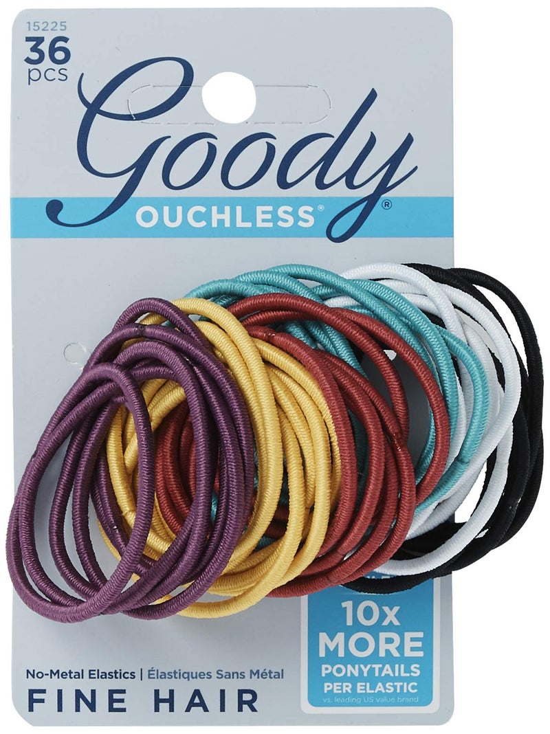 Goody Ouchless Hair Elastics â€“ No Pull, No Breakage, Tangle-Free Hold for Fine Hair â€“ 36 Count, Brooke Assorted, Long-Lasting Ponytail Holders for Women & Men - Image 2