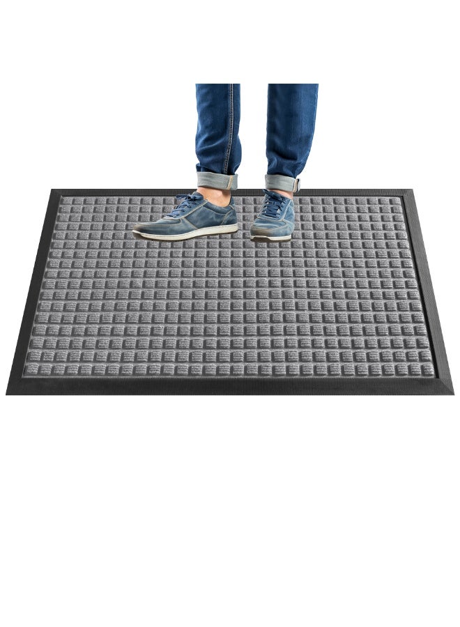 Restaurantware حصيرة أرضية مريحة 36 × 24 بوصة، حصيرة خارجية ويفل - غير قابلة للانزلاق، خلفية غير زلقة، حصيرة مدخل بولي بروبيلين رمادية، لا تتلطخ، قوية التحمل - Image 2