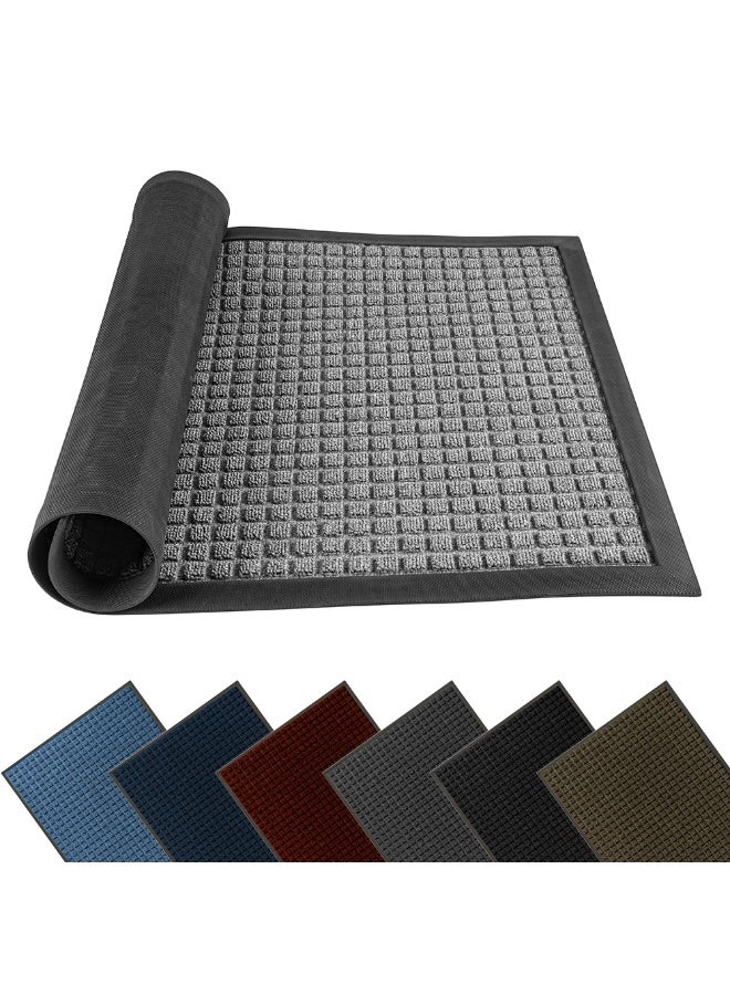 Restaurantware حصيرة أرضية مريحة 36 × 24 بوصة، حصيرة خارجية ويفل - غير قابلة للانزلاق، خلفية غير زلقة، حصيرة مدخل بولي بروبيلين رمادية، لا تتلطخ، قوية التحمل - Image 1