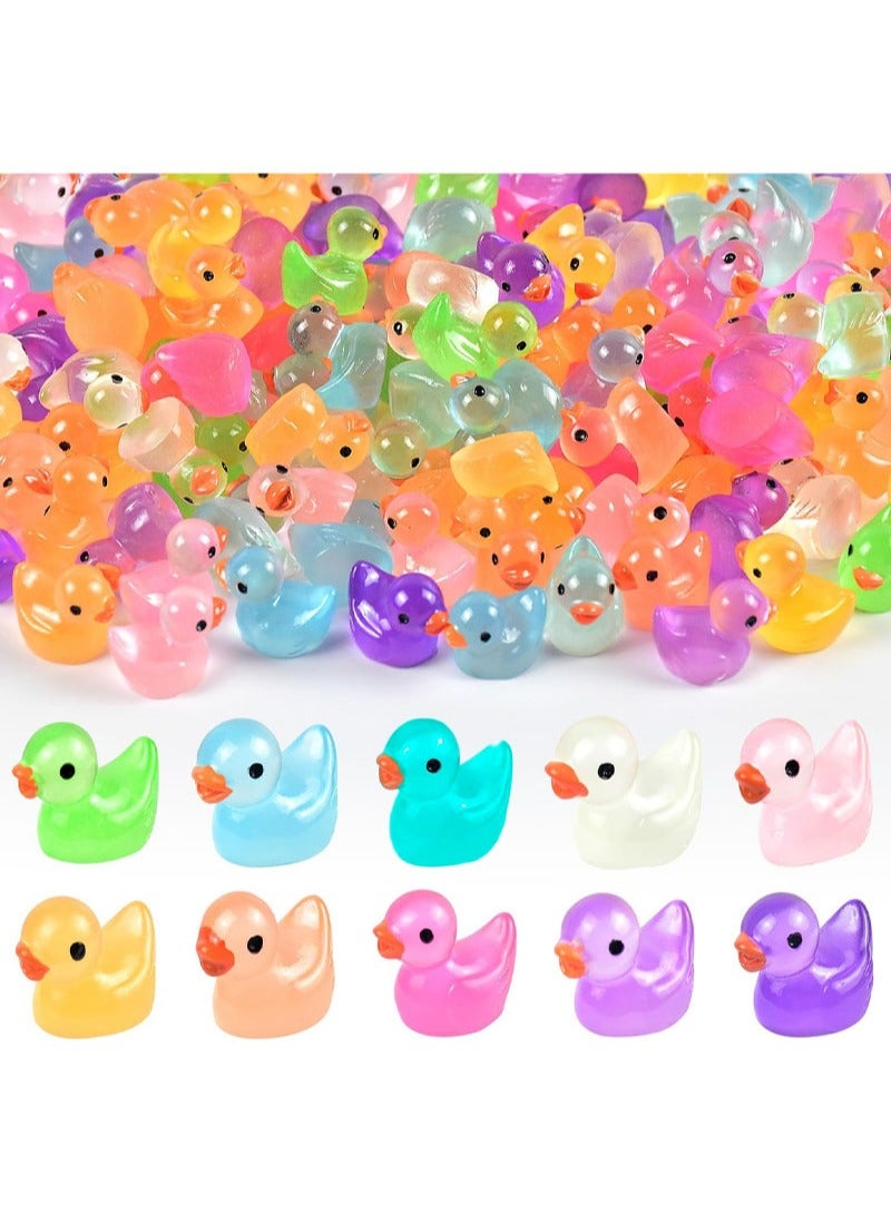 Apustim 100 Pieces Mini Resin Ducks Luminous Mini Ducks Hidden Ducklings Little Ducks Mini Ducks for Garden Micro Landscape DIY Craft Accessories Decoration Ornaments Party Toys - Image 1