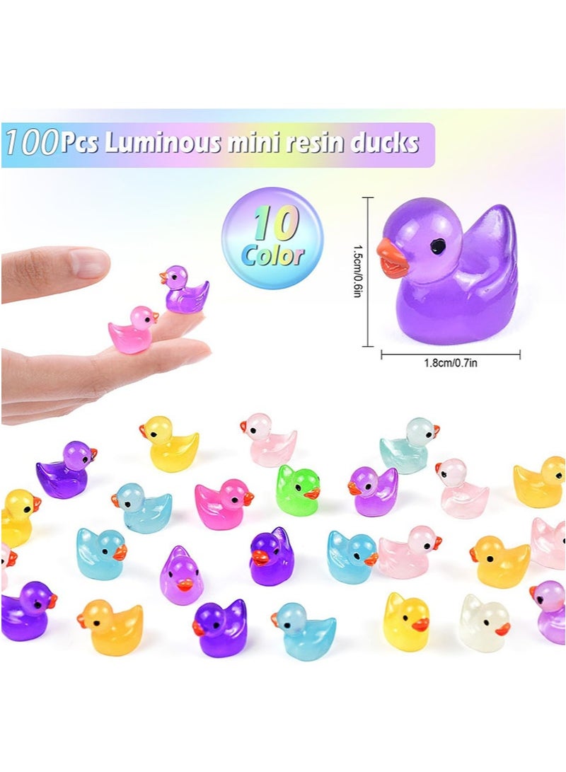 Apustim 100 Pieces Mini Resin Ducks Luminous Mini Ducks Hidden Ducklings Little Ducks Mini Ducks for Garden Micro Landscape DIY Craft Accessories Decoration Ornaments Party Toys - Image 2