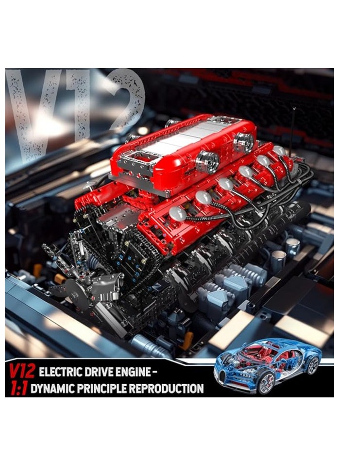 10169 V12 Engine Model Kit That Works - 3472 PCS Build Your Own Model Engine Kit, 12-Cylinder Car Engine Kit More Power than V8 Engine, 6.5-Liter Motor Building Kits for 14+ Kids Adults