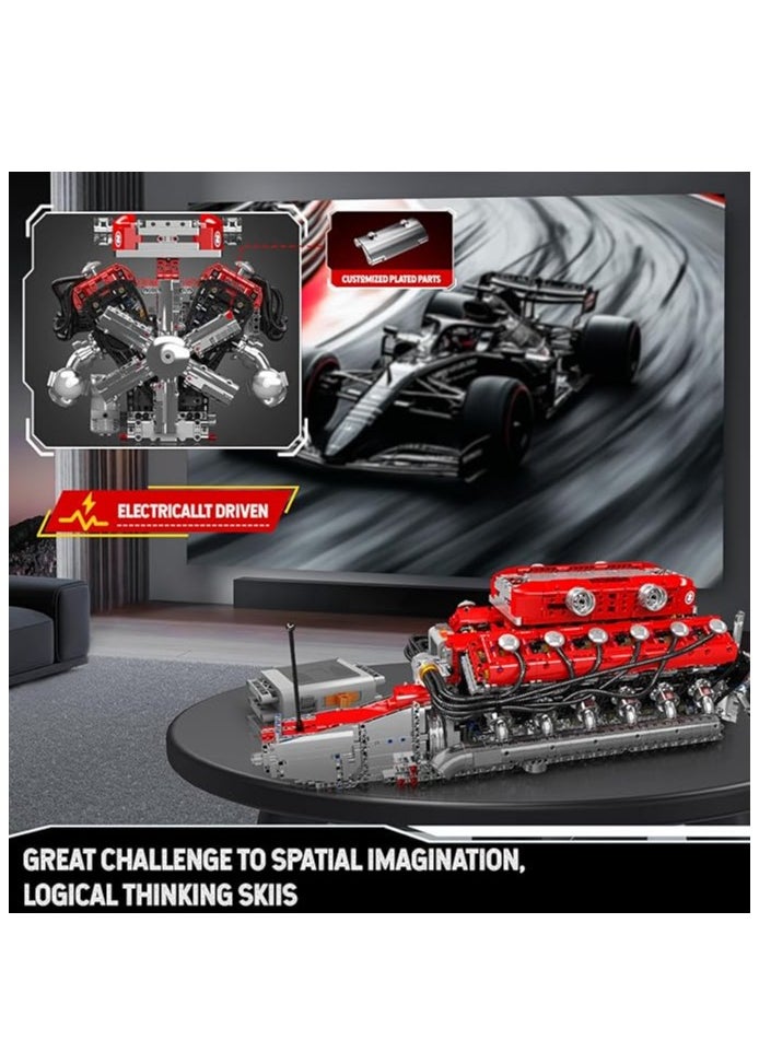 10169 V12 Engine Model Kit That Works - 3472 PCS Build Your Own Model Engine Kit, 12-Cylinder Car Engine Kit More Power than V8 Engine, 6.5-Liter Motor Building Kits for 14+ Kids Adults