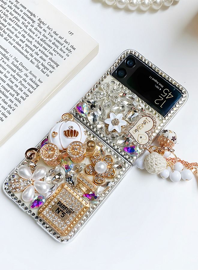 GROIC For Samsung Galaxy Z Flip 4 5G Case,3D Handmade Sparkle Stunning Stones Crystal Diamond Bling Glitter Hard PC Phone Shell,Back Cover Case for Galaxy Z Flip 4 - Image 5