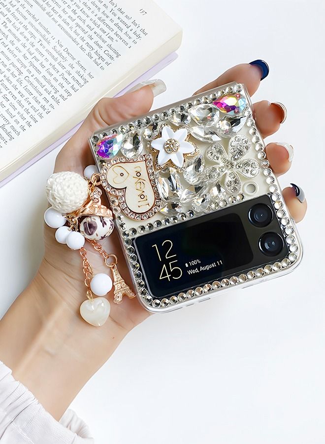 GROIC For Samsung Galaxy Z Flip 4 5G Case,3D Handmade Sparkle Stunning Stones Crystal Diamond Bling Glitter Hard PC Phone Shell,Back Cover Case for Galaxy Z Flip 4 - Image 4