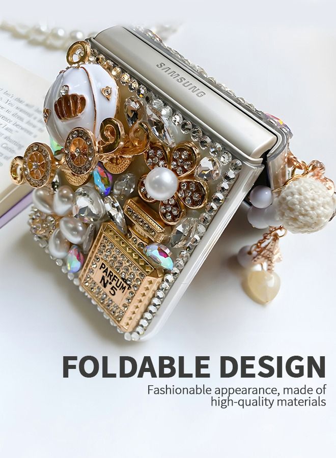 GROIC For Samsung Galaxy Z Flip 4 5G Case,3D Handmade Sparkle Stunning Stones Crystal Diamond Bling Glitter Hard PC Phone Shell,Back Cover Case for Galaxy Z Flip 4 - Image 3