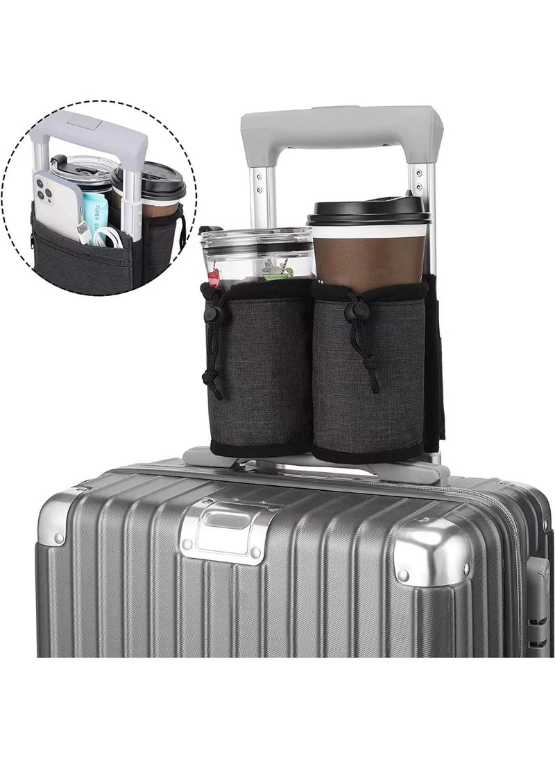 SWIUKPHE Hands Free Travel Luggage Cup Holder with Pocket Design, with Drawstring, Adjustable Stretching, Essential Travel Accessory for Flying and Travelers, Travel Luggage Accessories (Black) - Image 5