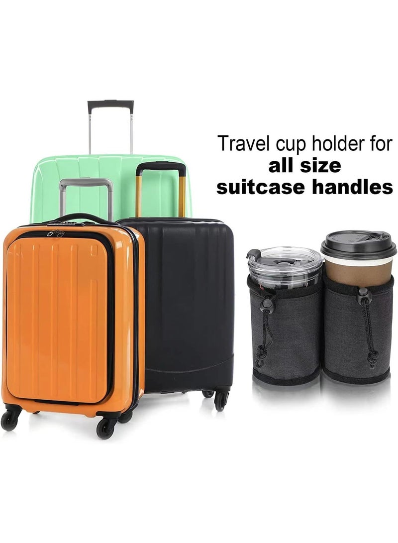 SWIUKPHE Hands Free Travel Luggage Cup Holder with Pocket Design, with Drawstring, Adjustable Stretching, Essential Travel Accessory for Flying and Travelers, Travel Luggage Accessories (Black) - Image 4