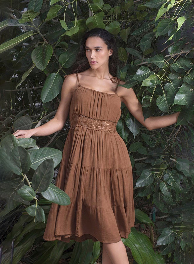 Virgio VIRGIO 100% Viscose Dress With Intricate Contrast Embroidery - Image 1