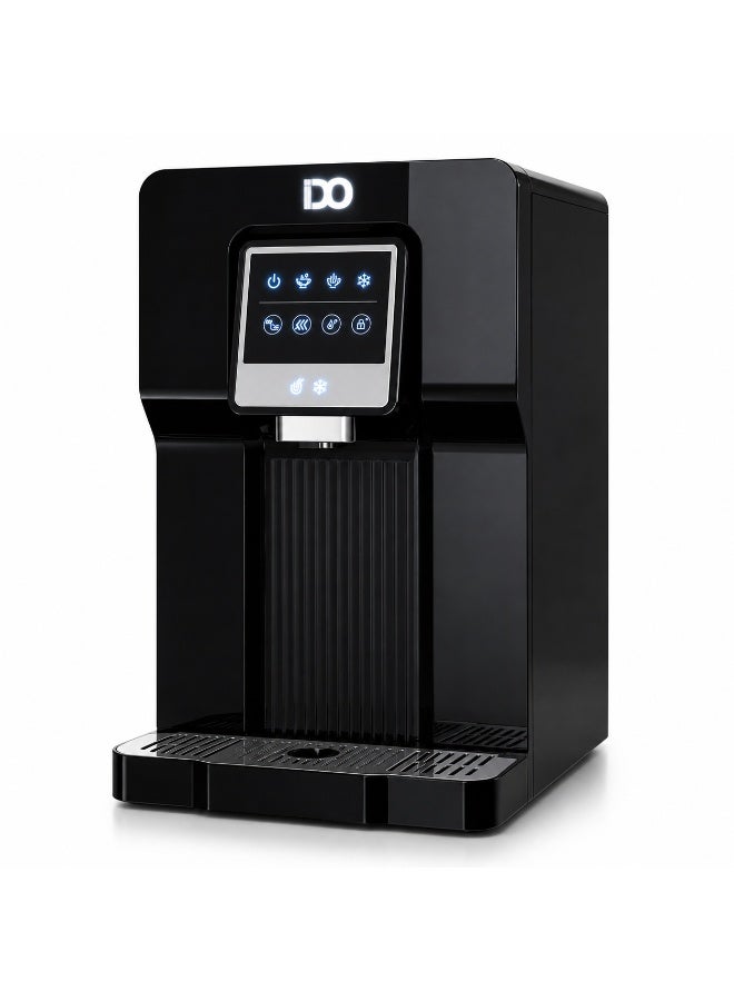 IDO Desktop Water Dispenser with Built-in Ice Maker, Direct Water Connection, Black/Silver – WDIMD502-BK - Image 1