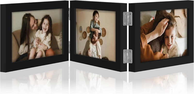 ديكور يو هوم إطار صور مزدوج من decorUhome بمقاس 5x7، عمودي، مصنوع من خشب مصمم خصيصًا، بثلاث طبقات ويحتوي على زجاج بلاستيكي للعرض على سطح الطاولة، لون الخشب: الأخضر - Image 1