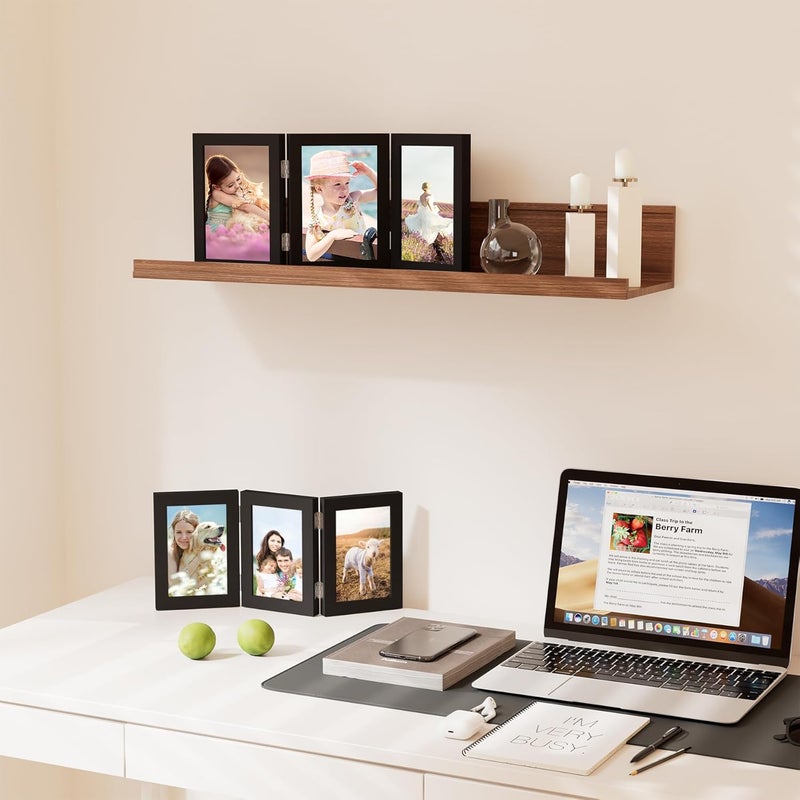 ديكور يو هوم إطار صور مزدوج من decorUhome بمقاس 5x7، عمودي، مصنوع من خشب مصمم خصيصًا، بثلاث طبقات ويحتوي على زجاج بلاستيكي للعرض على سطح الطاولة، لون الخشب: الأخضر - Image 3