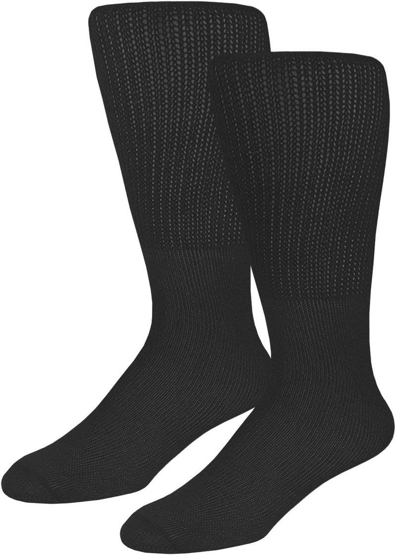 Brooklyn Socks 2 Pairs of Extra Wide Diabetic Socks MidOver The Calf Medical Swollen Feet Socks Black - Image 2