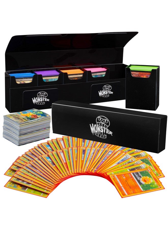 Monster Protectors Monster Protectors Magnetic Five Deck Box - Black, Holds 375 Gaming TCGs, Self-Locking Closure, Compatible w Standard & Smaller Size Gaming Trading Cards, Removable Construction  - Image 1