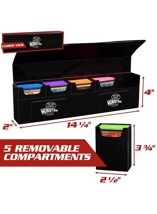 Monster Protectors Monster Protectors Magnetic Five Deck Box - Black, Holds 375 Gaming TCGs, Self-Locking Closure, Compatible w Standard & Smaller Size Gaming Trading Cards, Removable Construction  - Image 2