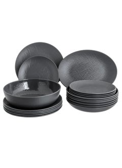 KULSAN Melamine dinner set 20 pieces matte grey color  - Image 1