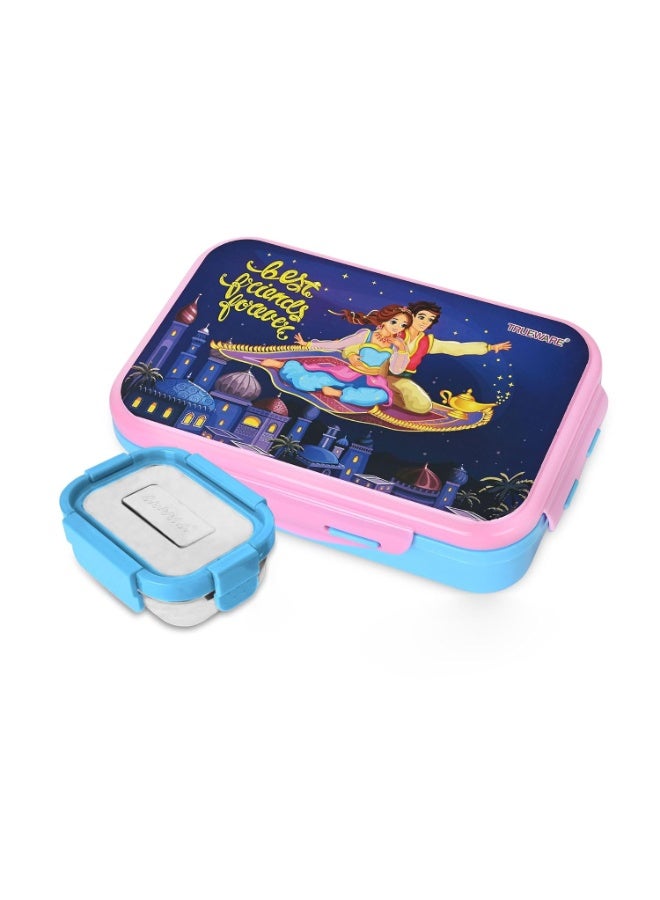 Trueware Flip Lunch Box Inner Steel Outer Plastic Big Container 900ml & Veggie Container 150ml Airtight Leak Proof Food Grade Hot and Fresh Many Hours - Image 1
