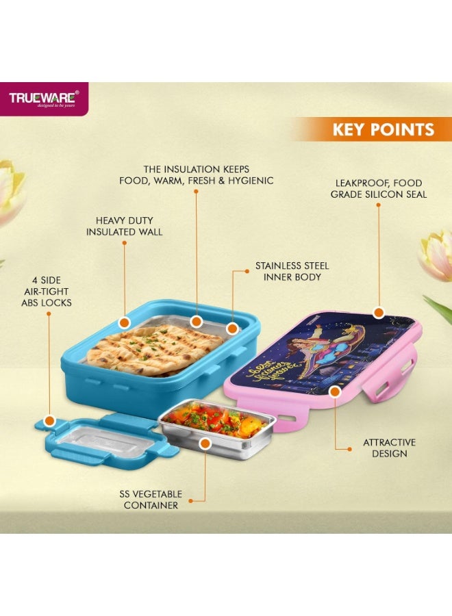 Trueware Flip Lunch Box Inner Steel Outer Plastic Big Container 900ml & Veggie Container 150ml Airtight Leak Proof Food Grade Hot and Fresh Many Hours - Image 3
