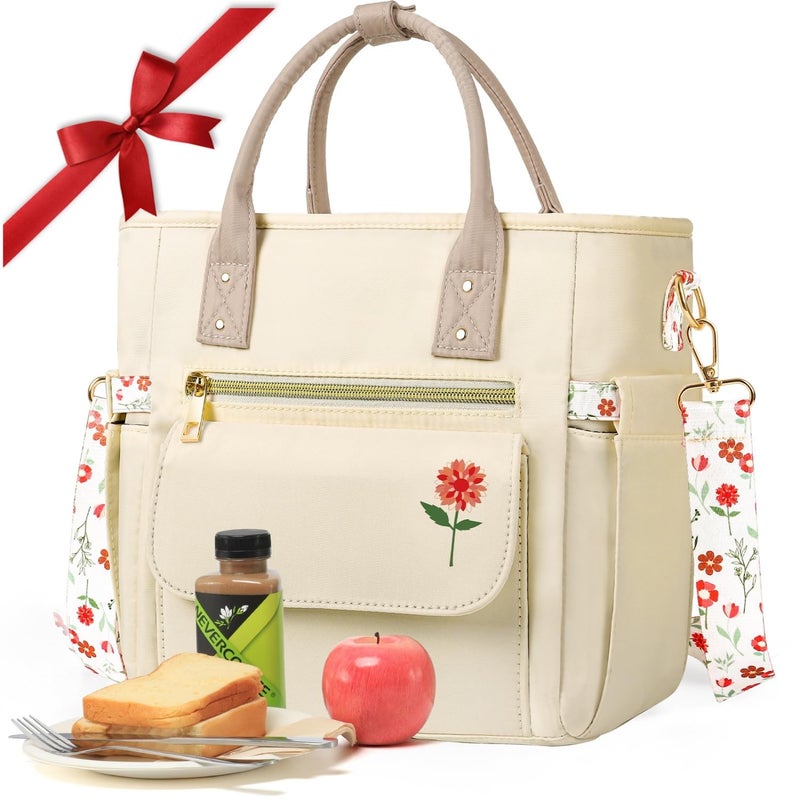 GLORIEROO Deluxe Insulated Lunch Box Bag Women - Leakproof Waterproof Cooler with Multi Pockets Removable Strap for Work Picnic - Teacher Mothers Day Christmas Birthday Gifts - Image 1