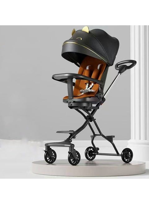 عربة أطفال من امبريلا قابلة للطي بأربع عجلات خفيفة الوزن وسهلة الطي بتصميم عالي الجودة للأطفال يمكن نقلها داخل الطائرة، لون اسود