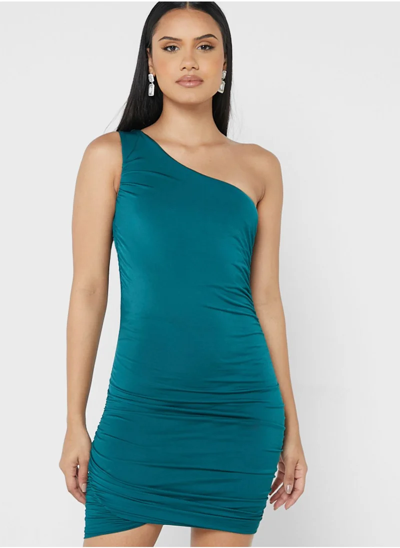 John Zack One Shoulder Asymmetric Dress