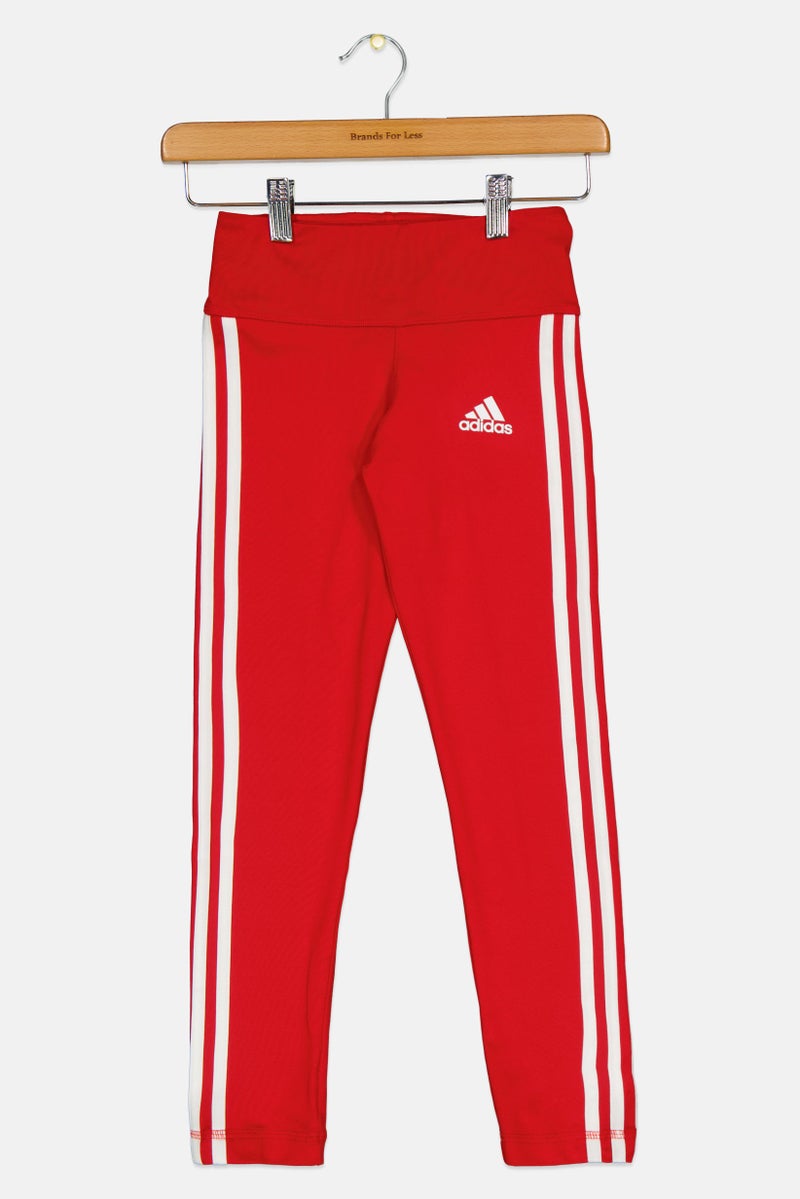Adidas Kids Girl Sportswear Fit Brand Logo Outdoor Tights, Red - Image 1
