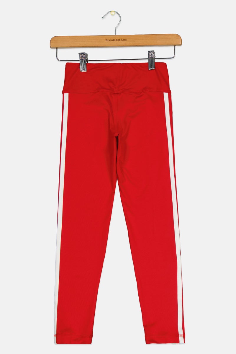 Adidas Kids Girl Sportswear Fit Brand Logo Outdoor Tights, Red - Image 2