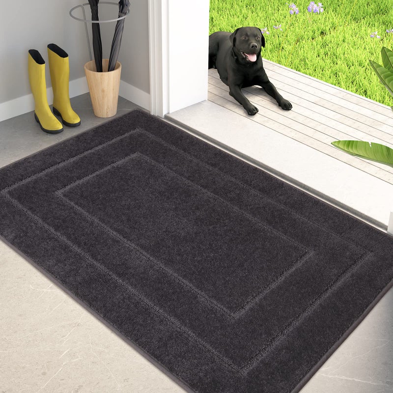 PURRUGS PURRUGS Dirt Trapper Door Mat 34 x 59 NonSlipSkid Machine Washable Entryway Area Rug Dog Doormat Super Absorbent Welcome Mat for Muddy Wet Shoes and Paws Charcoal