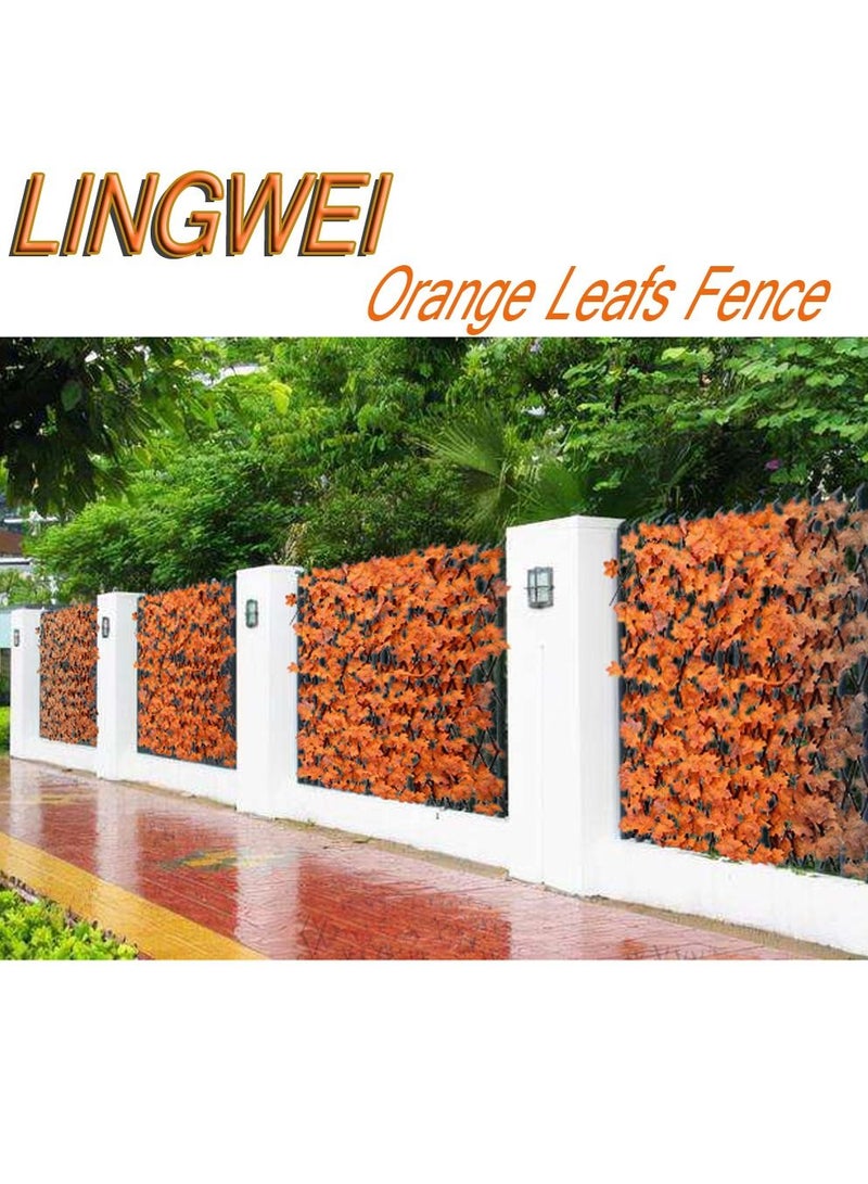 LINGWEI Bamboo Wooden Fence with Artificial Plants Orange Ivy Leaves Expandable Wicker For Home Garden Wall Decoration Fence For Garden Villa Balcony - Image 1