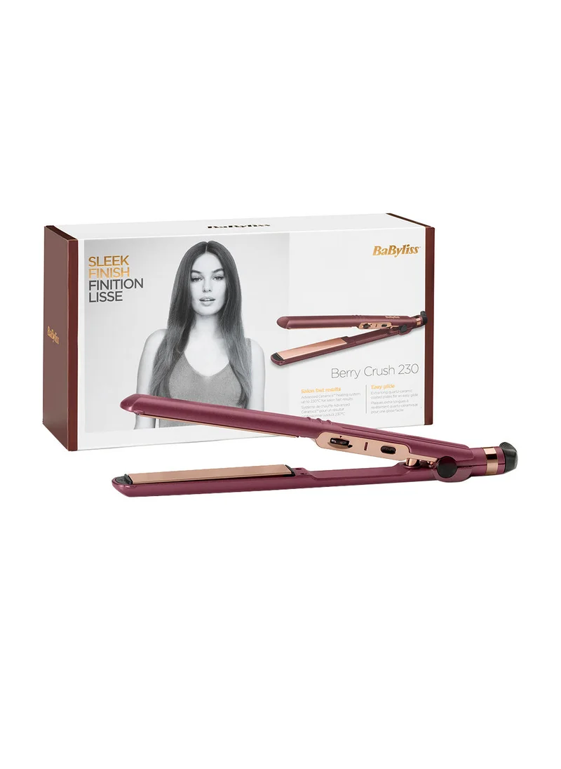 babyliss Hair Straightener Berry Crush 230 | 10 Heat Settings From 140c - 230c For Use On All Hair Types l Long Length 3m Swivel Cord | Long Length Plates For Fast Smooth Styling | 2183PSDE