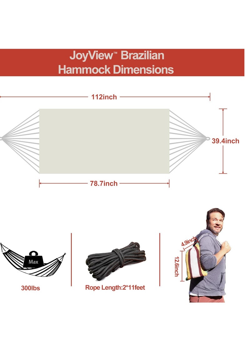 Generic Camping Hammock Single Person Portable with Hanging Ropes Carry Bag Large Cotton for Patio 300LBS Capacity Perfect for Porch Yard Bedroom Travel, Beach, Backyard  - Image 2