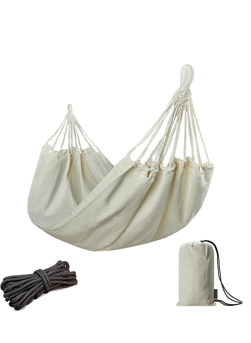 Generic Camping Hammock Single Person Portable with Hanging Ropes Carry Bag Large Cotton for Patio 300LBS Capacity Perfect for Porch Yard Bedroom Travel, Beach, Backyard  - Image 1