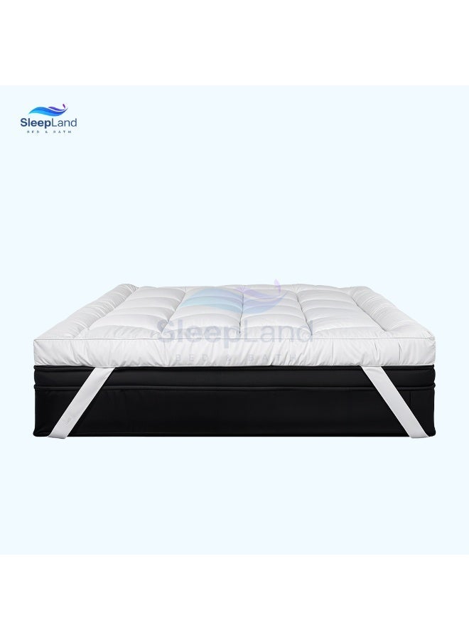 سليب لاند بكج ( لباد فندقي مقاس 200×100 سم ارتفاع 14 سم + منشفة استحمام قطن مقاس 70×140 + مفرش فندقي لون رمادي مقاس 200×140سم ) - Image 2