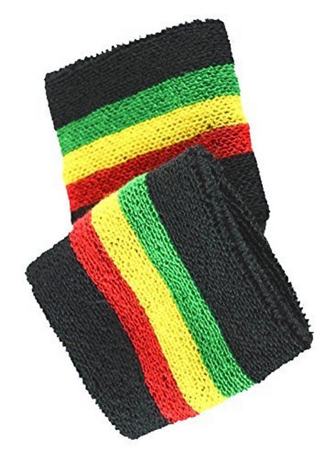 City Terry Wristband 1 Pair(2Pcs) Rasta Black Red Yellow Green - Image 2