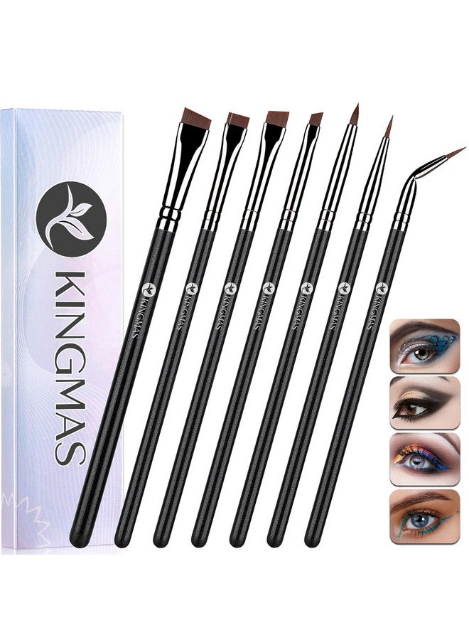 KingMas KingMas Angled Eyeliner Brush Set, 7Pcs Gel Eye Liner Makeup Brushes, Ultra Thin Liner Brush, Fine Point Eyeliner Brushes For Women Girls - Image 1