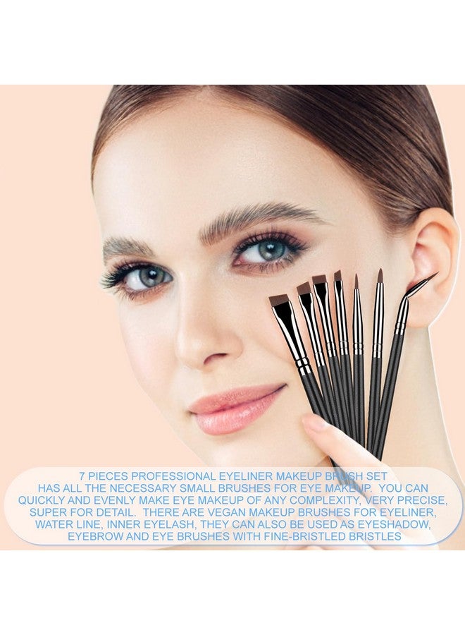 KingMas KingMas Angled Eyeliner Brush Set, 7Pcs Gel Eye Liner Makeup Brushes, Ultra Thin Liner Brush, Fine Point Eyeliner Brushes For Women Girls - Image 5