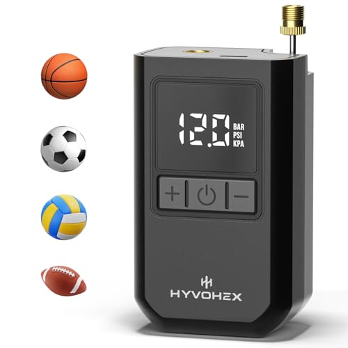 HYVOHEX Ball Pump for Sports Balls, HYVOHEX Portable Electric Basketball Pump Ultra Fast Inflation, with Digital LED Display Air Pump for Balls, Preset Pressure with Ball Needle for Soccer, Volleyball - Image 1