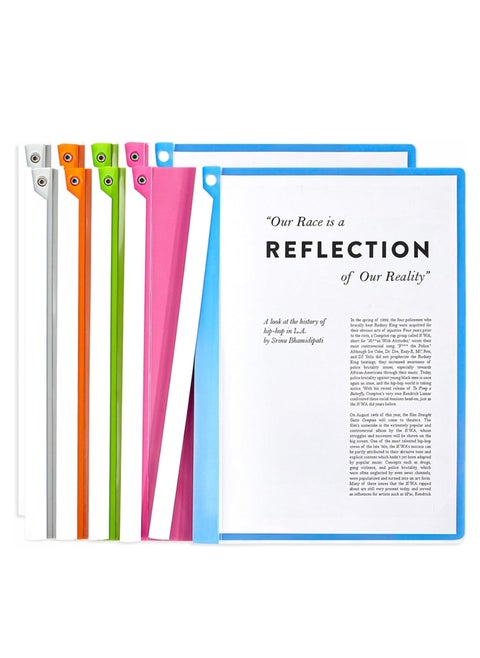 5 PCS Clear Report Covers with Swing Clip, Letter Size Folder, Presentation Folders Resume Folder, Colored School Folders for Kids, 40 Sheets Capacity A4 Size File Document Organizer, No Punch Needed