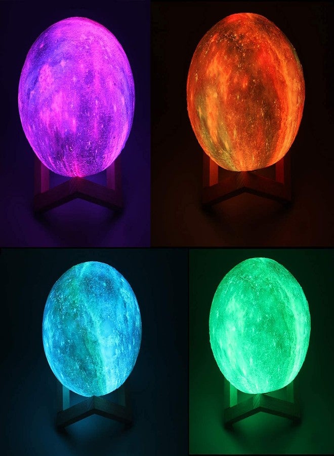 LOGROTATE Moon Lamp, Night Light, 16 Colors LED Moon Light 7.0 inch 3D Printing Kids Light Lamp with Stand, Remote&Touch Control, USB Rechargeable, Gift for Kids Friends Parent Birthday Christmas New Year - Image 2