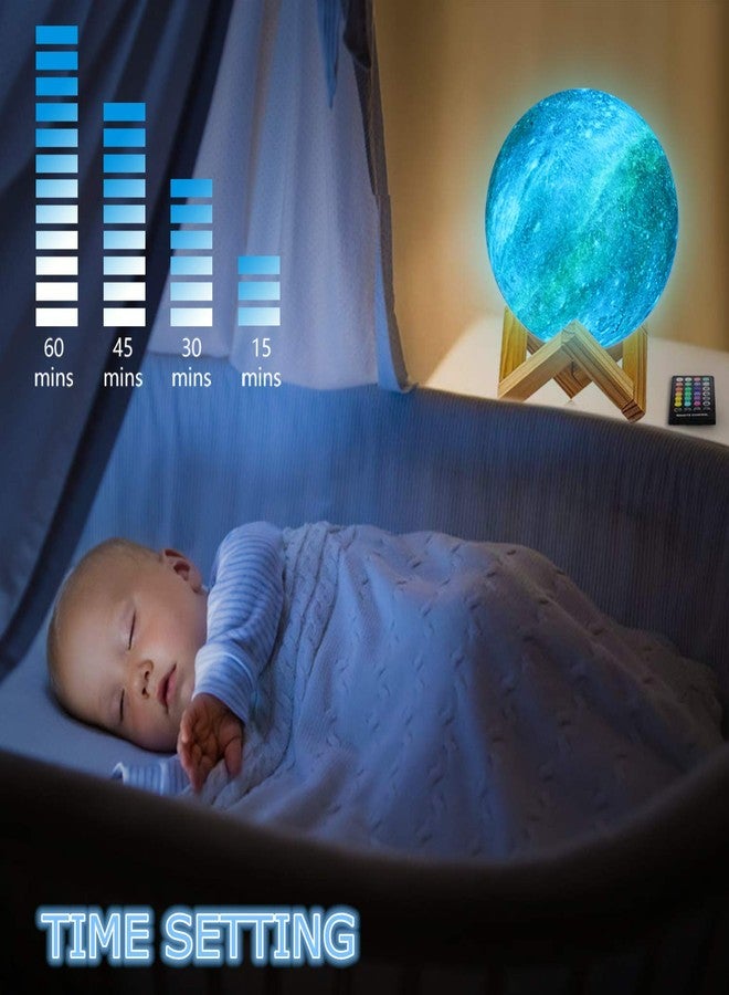 LOGROTATE Moon Lamp, Night Light, 16 Colors LED Moon Light 7.0 inch 3D Printing Kids Light Lamp with Stand, Remote&Touch Control, USB Rechargeable, Gift for Kids Friends Parent Birthday Christmas New Year - Image 3