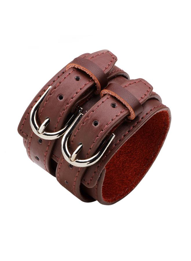 European And American Style Double-row Belt First Layer Cowhide Bracelet Wide Leather Bracelet Hot