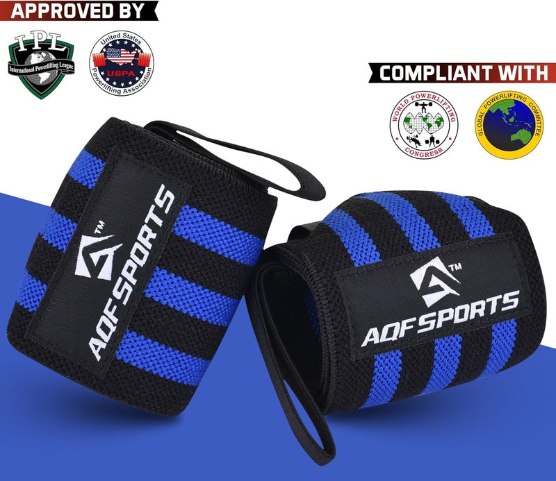 AQF Wrist Wraps for Weightlifting - USPA & IPL Approved 18" Gym Wrist Support with Thumb Loop - Heavy Duty Lifting Wrist Straps for Fitness, Workout, Powerlifting, & Bodybuilding (Pair) - Image 2