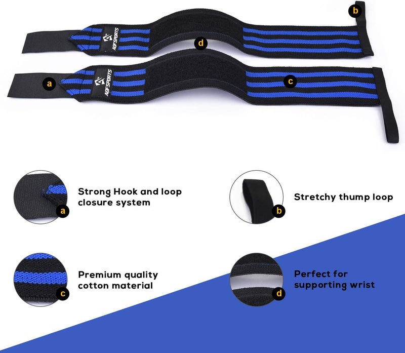 AQF Wrist Wraps for Weightlifting - USPA & IPL Approved 18" Gym Wrist Support with Thumb Loop - Heavy Duty Lifting Wrist Straps for Fitness, Workout, Powerlifting, & Bodybuilding (Pair) - Image 3