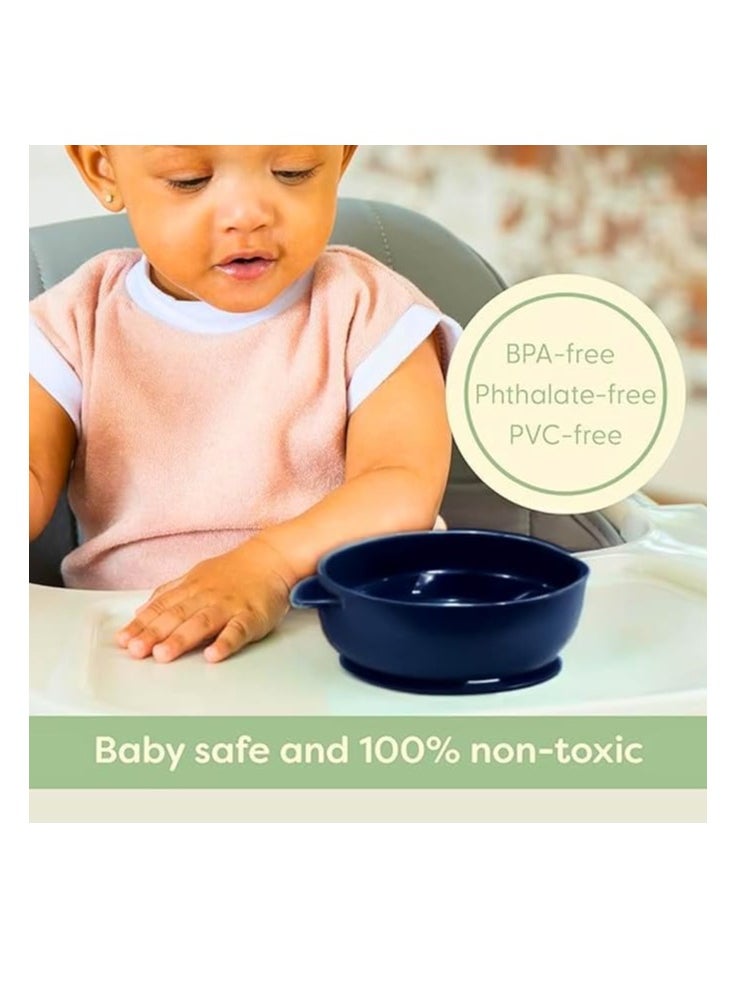 Generic Baby Silicone Bowls with Suction Base for Babies Kids BPA Free Microwave And Dishwasher Safe Heat up to 230 Degrees (Navy)  - Image 2