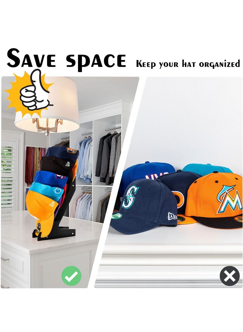 Zikra Hat Racks for Baseball Caps, Cap Holder- Wall Mount or Stand Up - Hold Up to 10 Caps - Hat Display and Storage for Bedroom, Closet, Dresser, Entrance(2PCS, Black) - Image 5